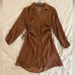 Zara Mini Shirt Dress with Tie Details